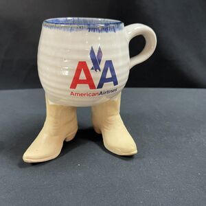American Airlines Cowboy Boots Mug 1981 Five Bridges Pottery Vtg